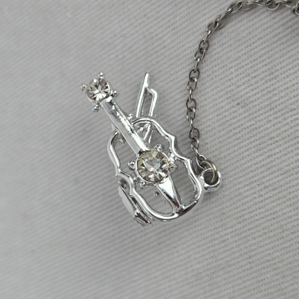Vintage Silver-Tone Ballerina and Violinist Figural Brooch Set