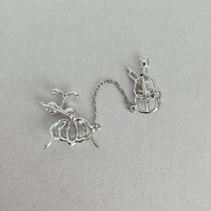 Vintage Silver-Tone Ballerina and Violinist Figural Brooch Set