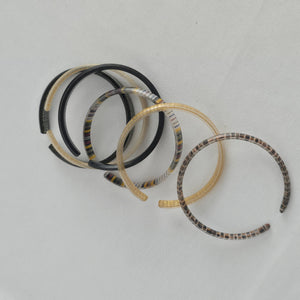 Color By Amber Set of 6 Gold & Brown  Cuff Bangle Bracelets