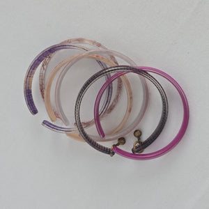 Color By Amber Set of 6 Mixed Purple and Floral Cuff Bangle Bracelets