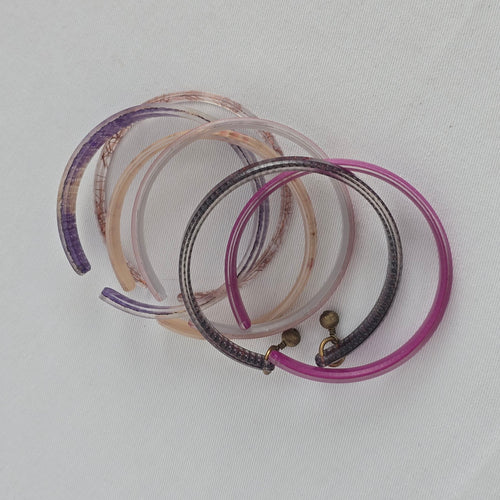 Color By Amber Set of 6 Mixed Purple and Floral Cuff Bangle Bracelets