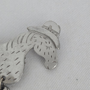Vintage JJ Silver-Tone Cowboy Horse Articulated Brooch