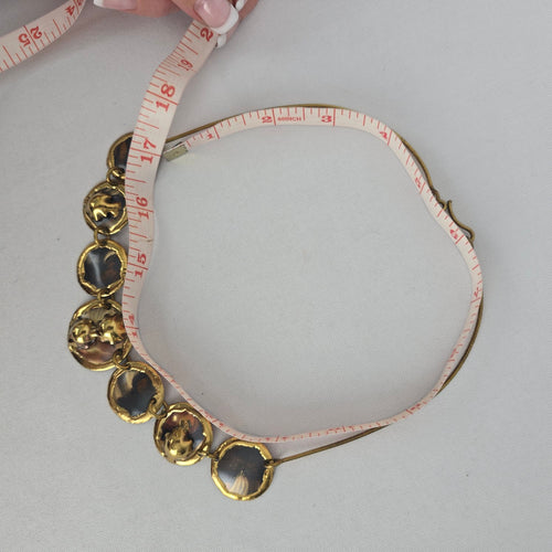 Vintage Gold-Tone Mixed Metal Disc Necklace and Stud Earring Set