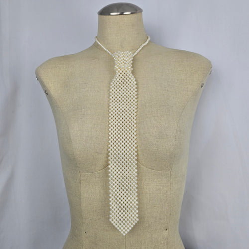 Vintage Faux Pearl Necktie Necklace