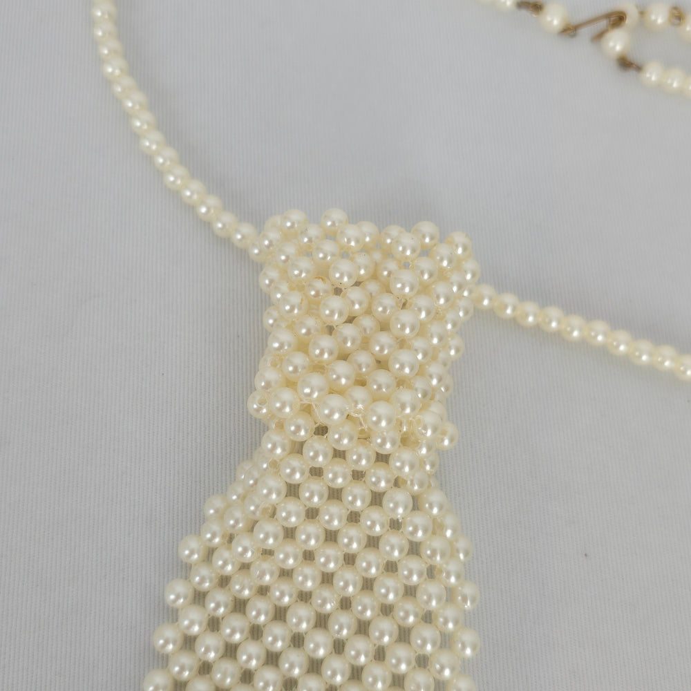 Vintage Faux Pearl Necktie Necklace