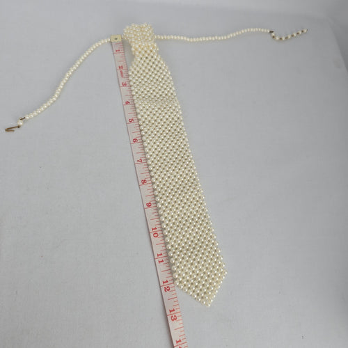 Vintage Faux Pearl Necktie Necklace