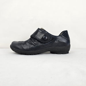 Waldläufer Black Textured Leather Comfort Shoes - Size 8