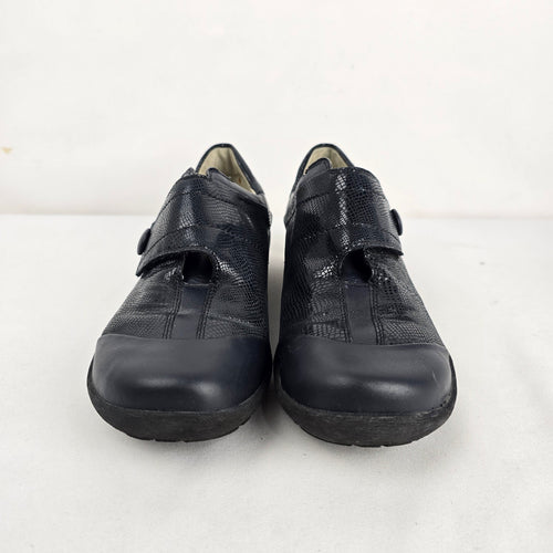 Waldläufer Black Textured Leather Comfort Shoes - Size 8