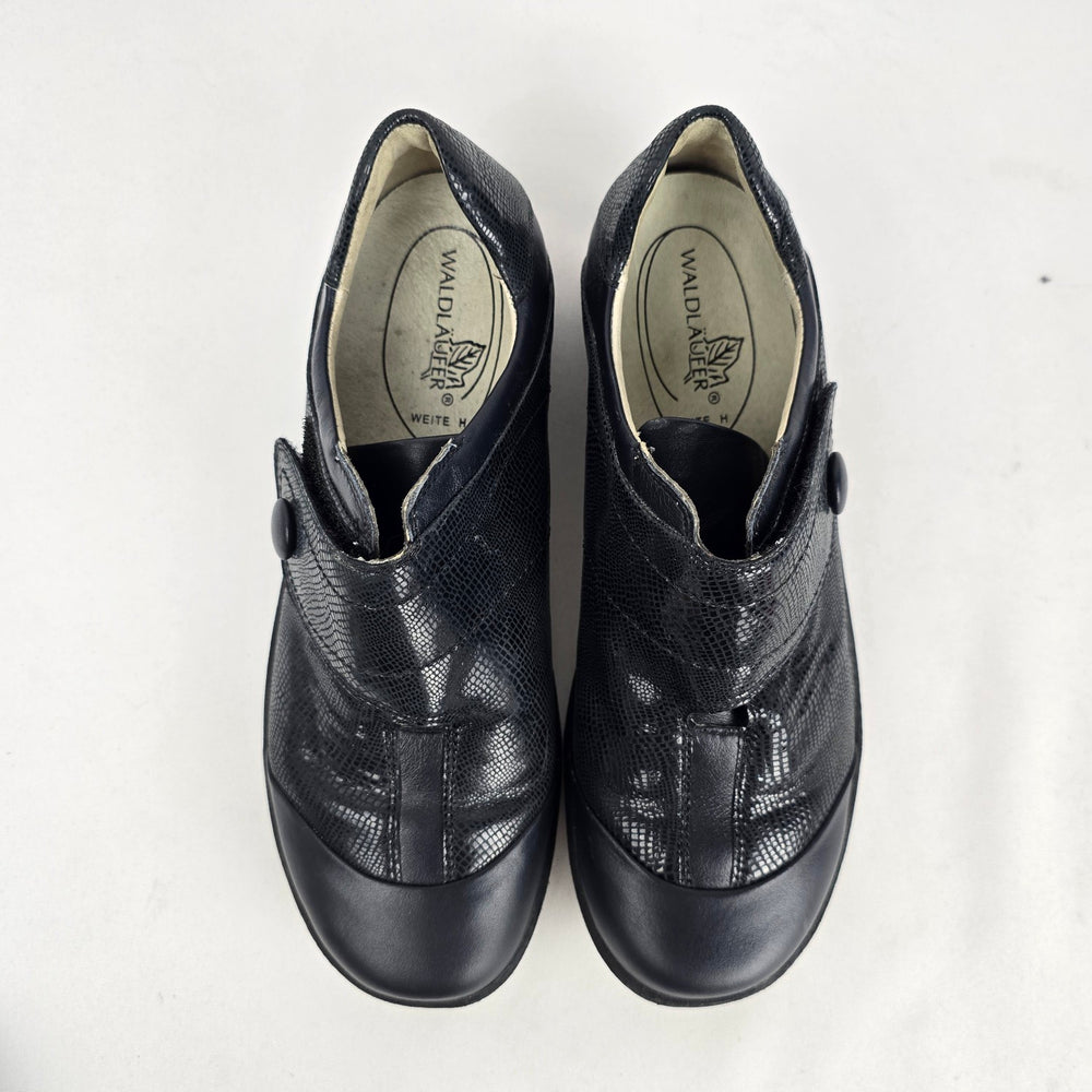Waldläufer Black Textured Leather Comfort Shoes - Size 8