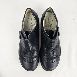 Waldläufer Black Textured Leather Comfort Shoes - Size 8