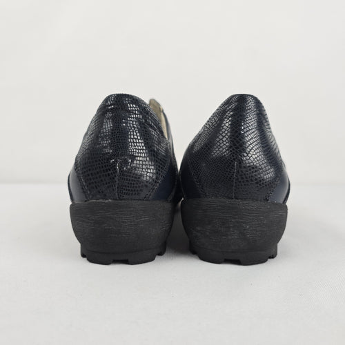 Waldläufer Black Textured Leather Comfort Shoes - Size 8