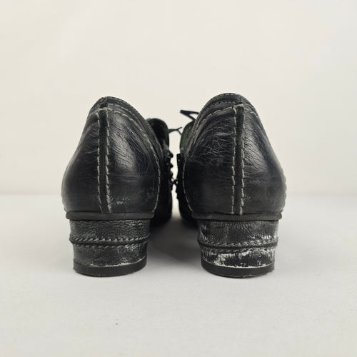 Too by Virus Black Distressed Leather Lace-Up Booties - Size 8