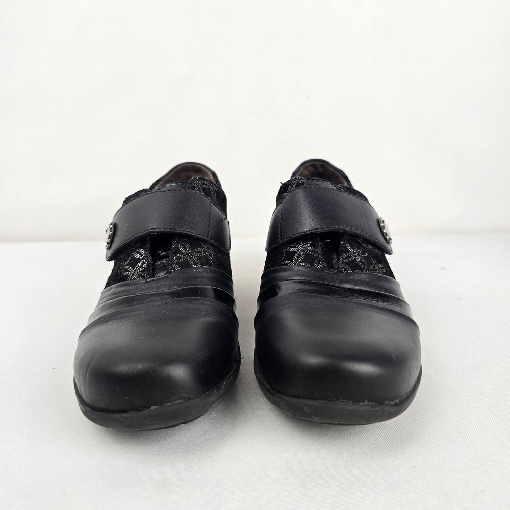 Portofino Black Leather Comfort Shoes - Size 6.5