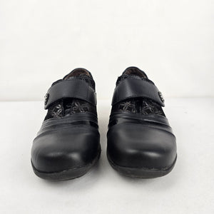 Portofino Black Leather Comfort Shoes - Size 6.5