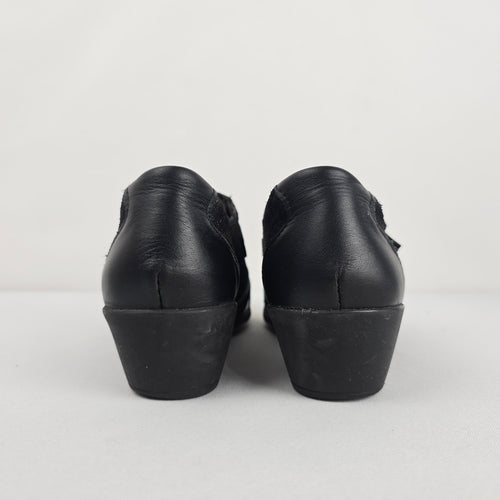Portofino Black Leather Comfort Shoes - Size 6.5