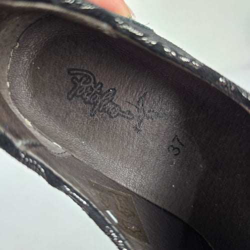 Portofino Black Leather Comfort Shoes - Size 6.5