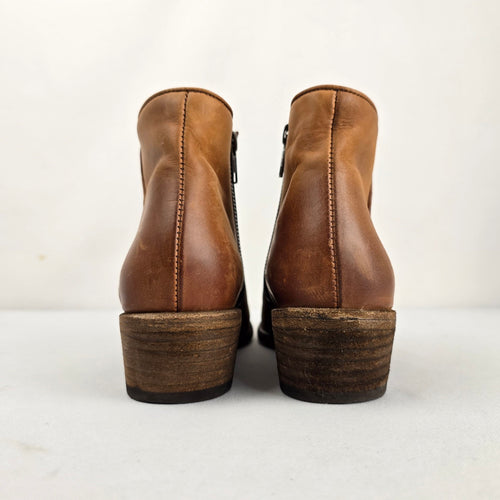 Frye Cognac Brown Leather Side-Zip Ankle Boots - Size 8