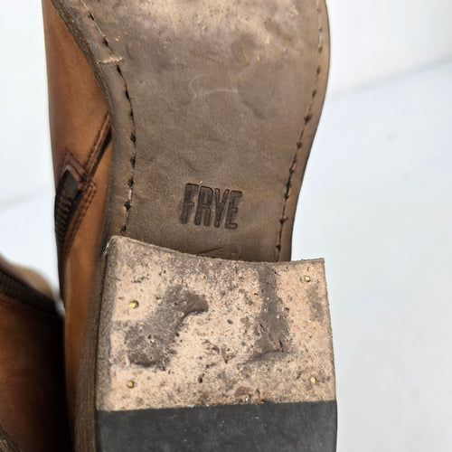Frye Cognac Brown Leather Side-Zip Ankle Boots - Size 8