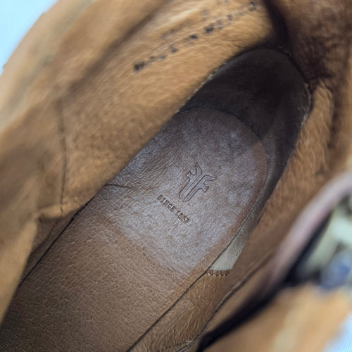 Frye Cognac Brown Leather Side-Zip Ankle Boots - Size 8