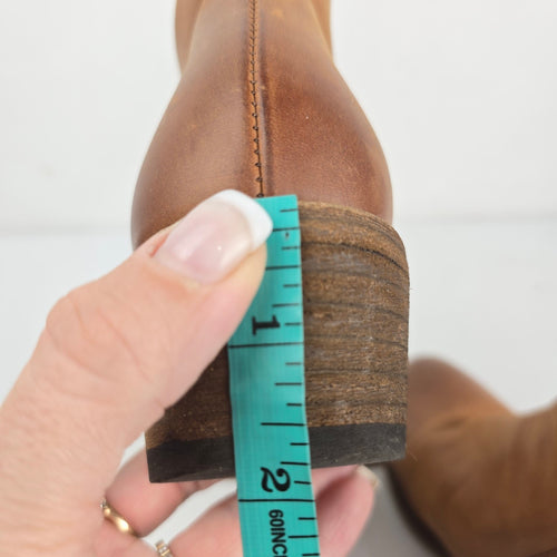 Frye Cognac Brown Leather Side-Zip Ankle Boots - Size 8