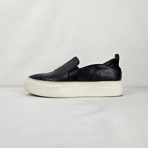 The Wishbone Collection Black Perforated Slip-On Sneakers - Size 8