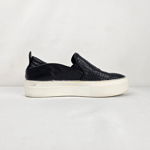 The Wishbone Collection Black Perforated Slip-On Sneakers - Size 8