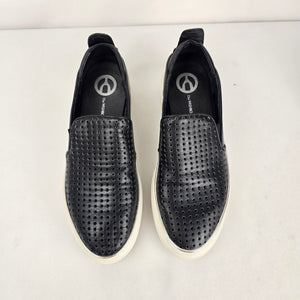 The Wishbone Collection Black Perforated Slip-On Sneakers - Size 8
