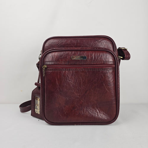 Jetliner Vintage Overnight Travel Shoulder Bag Burgundy