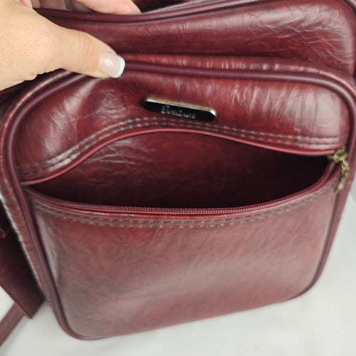 Jetliner Vintage Overnight Travel Shoulder Bag Burgundy