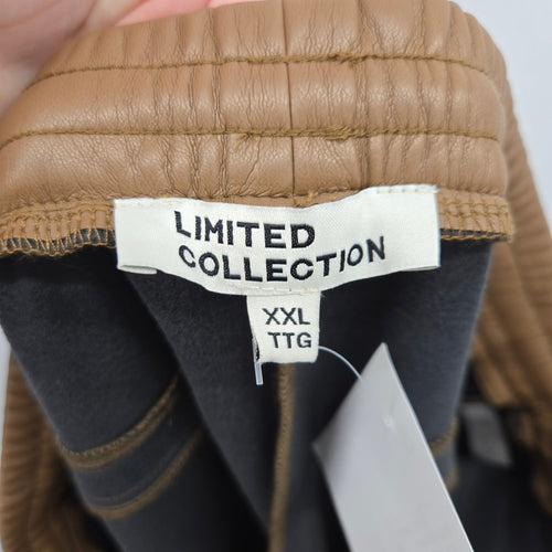 Limited Collection Faux Leather Drawstring Pants Camel - Size XXL