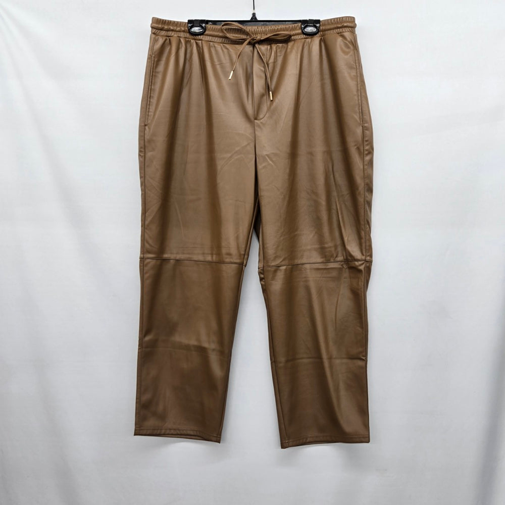 Limited Collection Faux Leather Drawstring Pants Camel - Size XXL