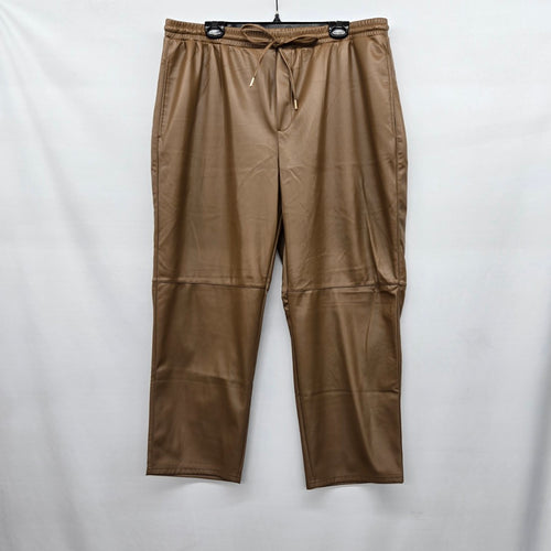 Limited Collection Faux Leather Drawstring Pants Camel - Size XXL