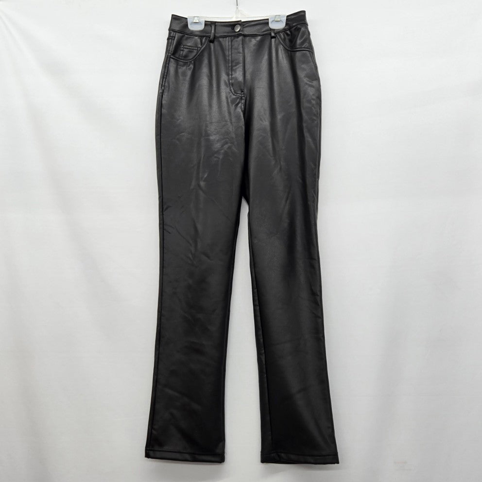 noa Faux Leather Straight Pants Black - Size S