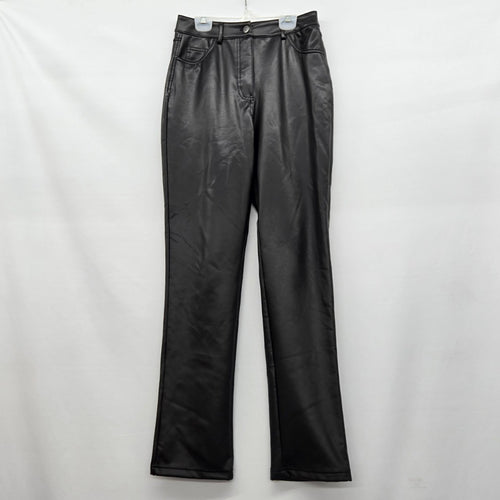 noa Faux Leather Straight Pants Black - Size S