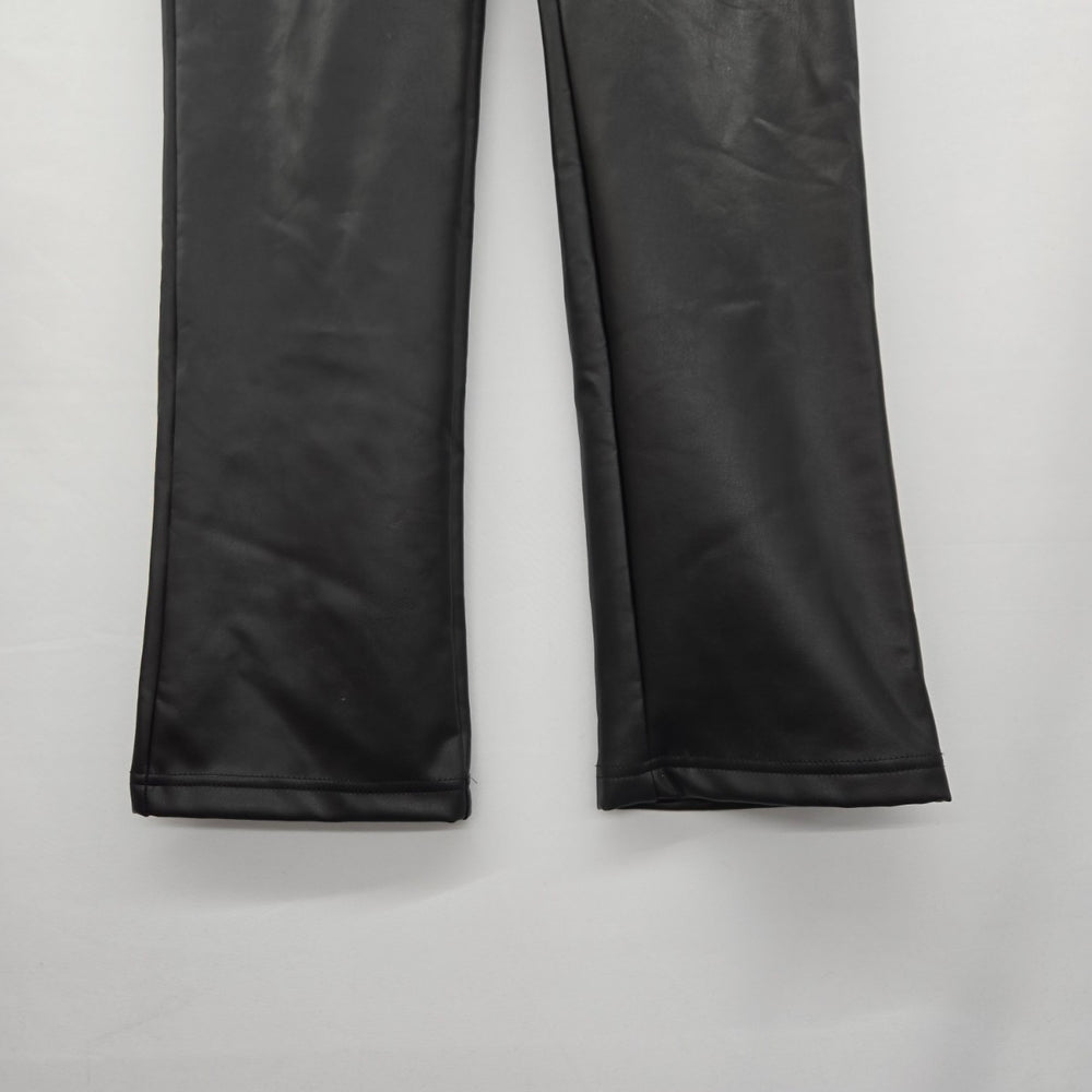 noa Faux Leather Straight Pants Black - Size S