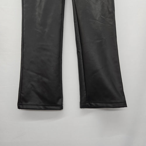 noa Faux Leather Straight Pants Black - Size S