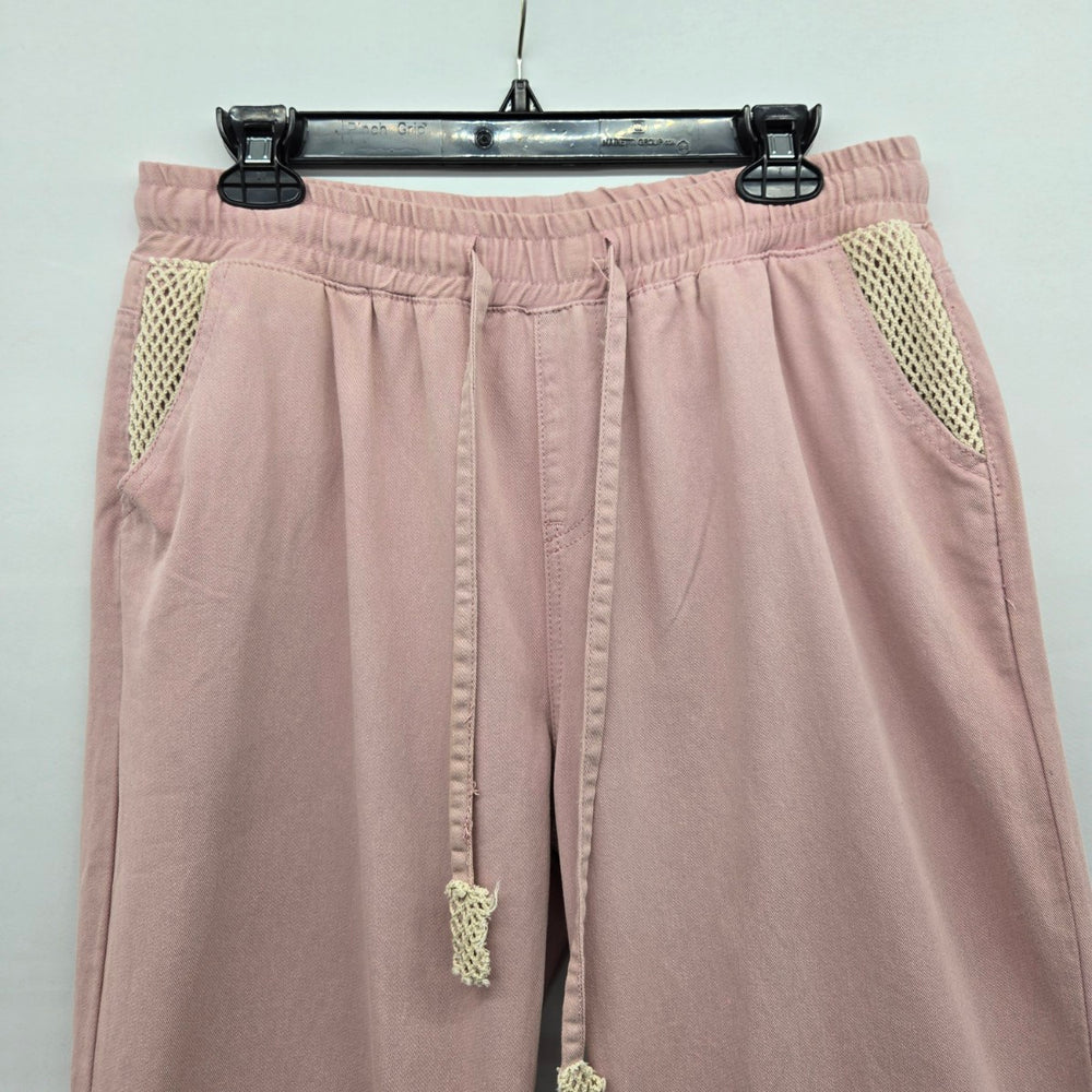 POL Patchwork Wide Leg Pants Dusty Pink - Size L