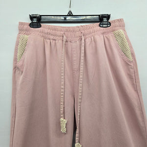POL Patchwork Wide Leg Pants Dusty Pink - Size L