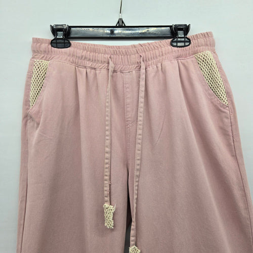 POL Patchwork Wide Leg Pants Dusty Pink - Size L
