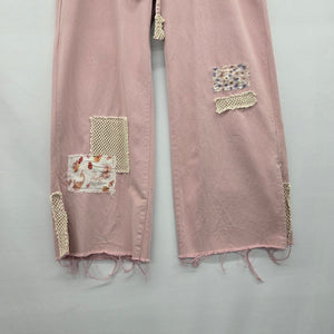 POL Patchwork Wide Leg Pants Dusty Pink - Size L