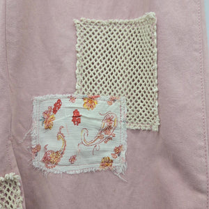POL Patchwork Wide Leg Pants Dusty Pink - Size L
