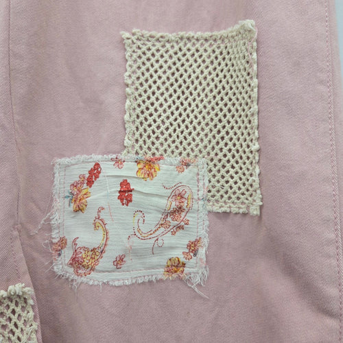 POL Patchwork Wide Leg Pants Dusty Pink - Size L