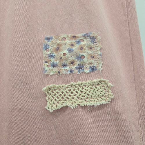 POL Patchwork Wide Leg Pants Dusty Pink - Size L