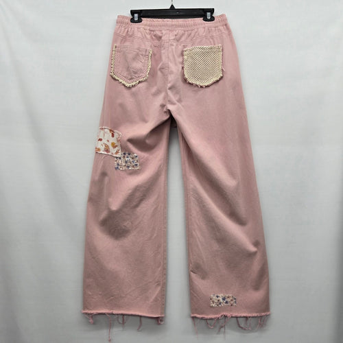 POL Patchwork Wide Leg Pants Dusty Pink - Size L