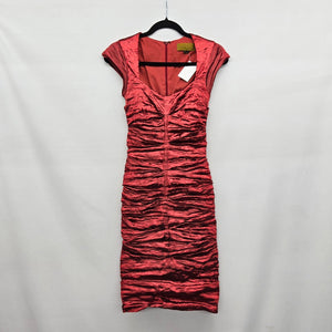 Nicole Miller Ruched Metallic Cocktail Dress Rust - Size 4P