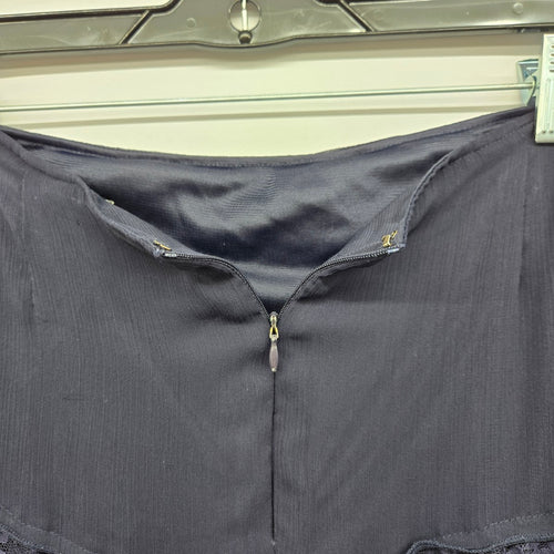 Jessica Tiered Lace Ruffle Midi Skirt Navy -Size L