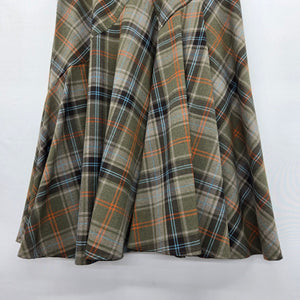 Jessica Plaid Flare Midi Skirt Olive - Size 10