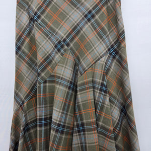 Jessica Plaid Flare Midi Skirt Olive - Size 10