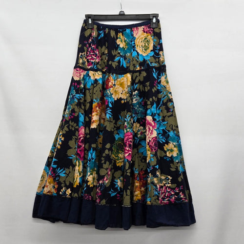 Floral Print Midi Skirt Navy Multi - Size S/M