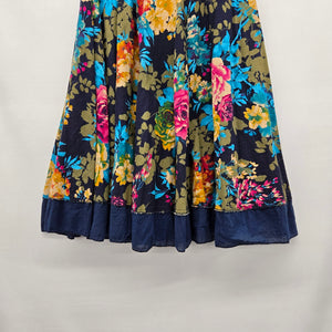 Floral Print Midi Skirt Navy Multi - Size S/M